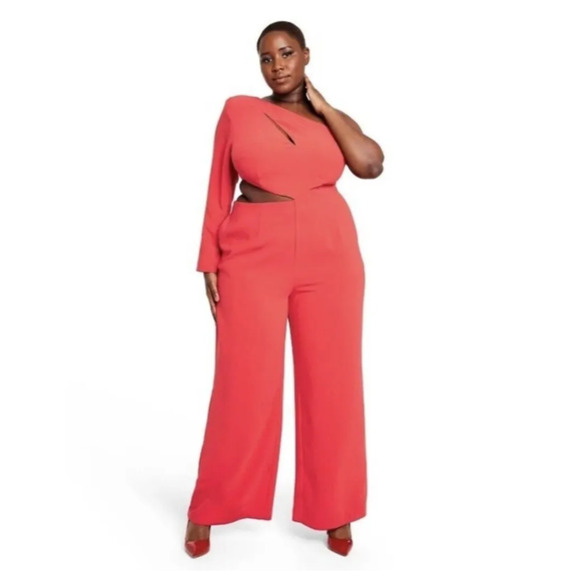 Sergio Hudson Pants - Sergio‎ Hudson x Target Women's One Shoulder Cut-Out Jumpsuit Red 1X EUC